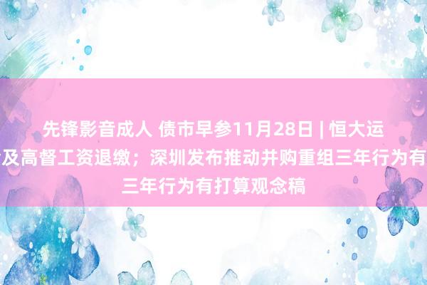 先锋影音成人 债市早参11月28日 | 恒大运转搭理佣金及高督工资退缴；深圳发布推动并购重组三年行为有打算观念稿
