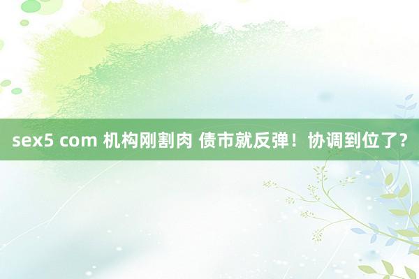 sex5 com 机构刚割肉 债市就反弹！协调到位了？